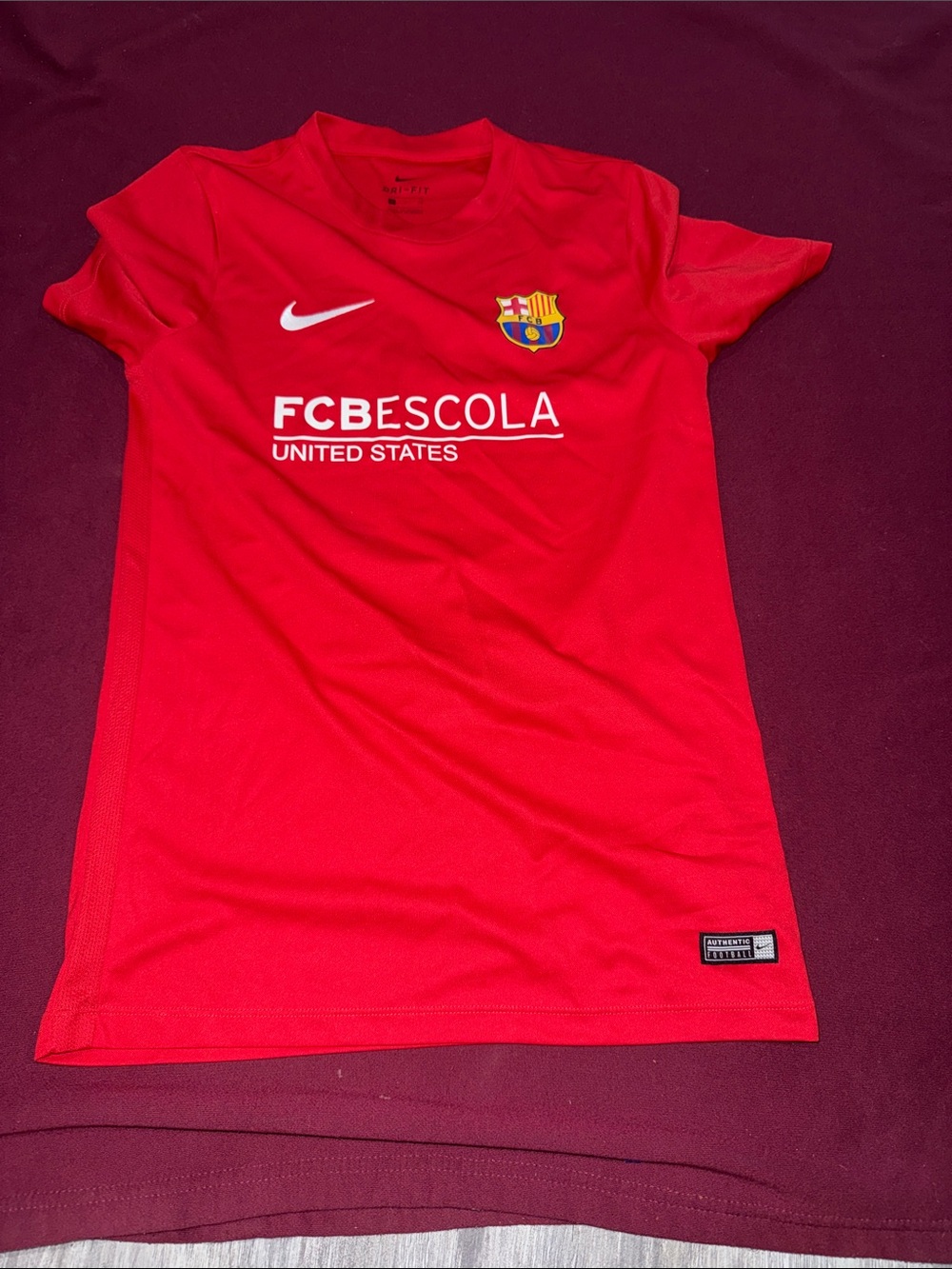 Nike Kids FCBEscola Red Training Shirt with White Logos